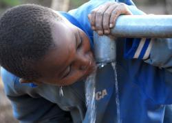 Boy drinking water