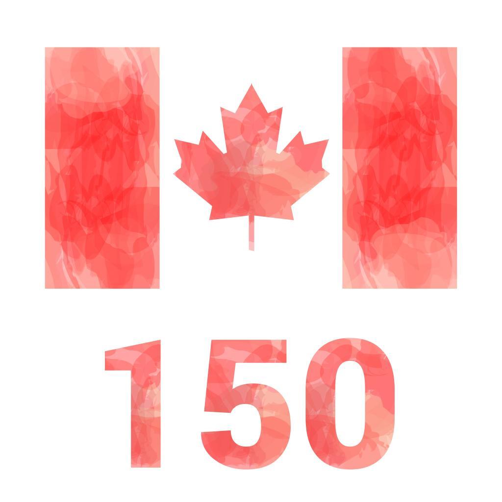 Canadian flag with 150 written underneath